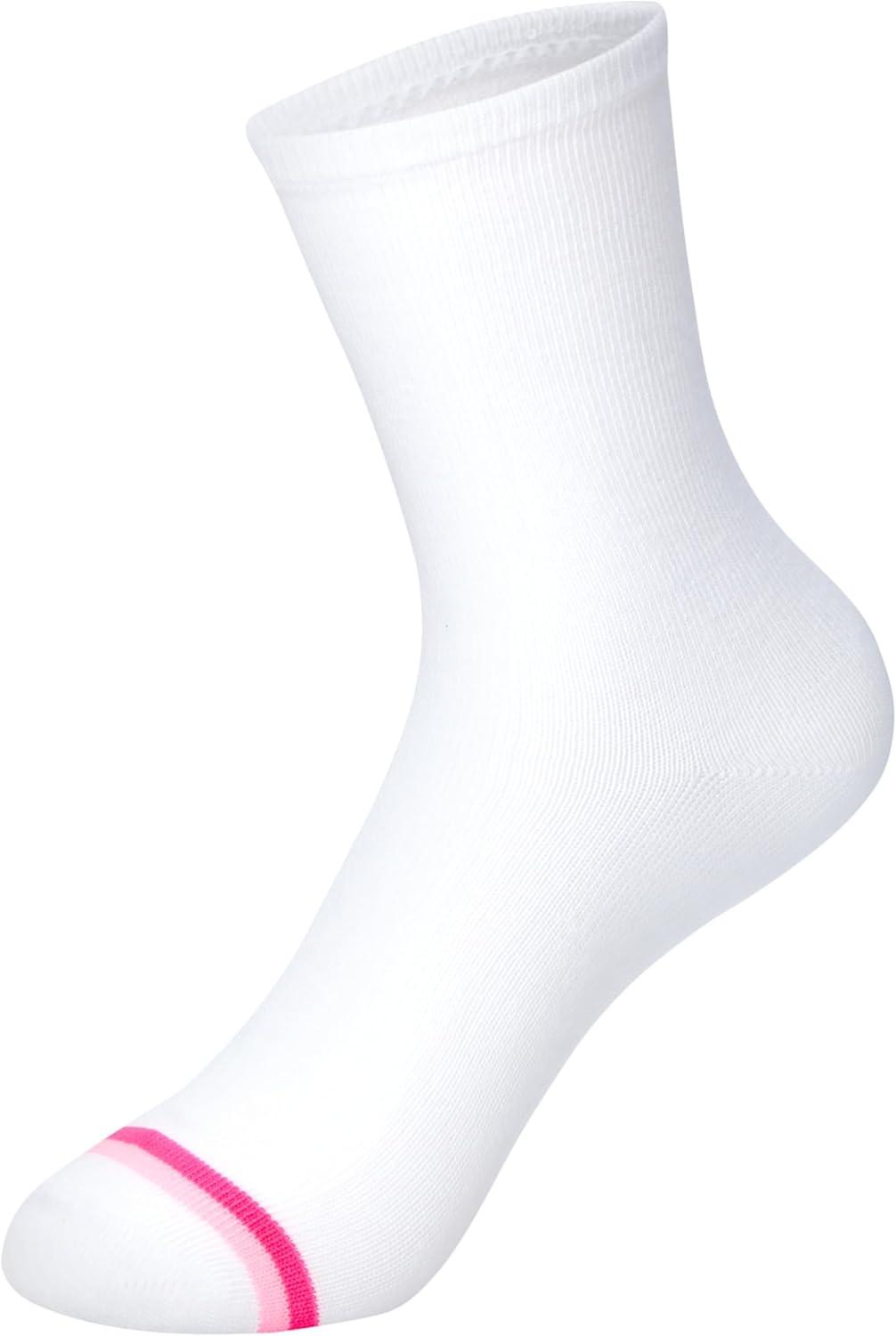 imageHanes girls Socks Fashion Patterned Soft Socks No Show Ankle and Crew 12pair PacksCrew PinkBlueGrey