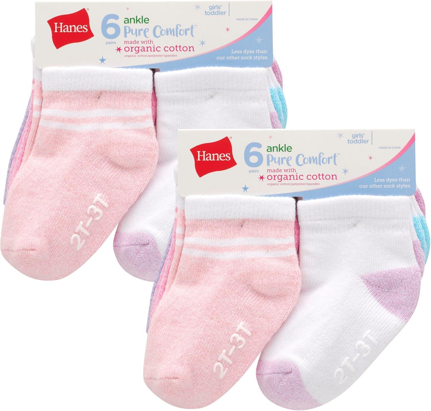 imageHanes unisexbaby And Toddler Socks Nonslip Grip Ankle Socks Boys and Girls MultipacksWhitePinkHeather PinkPurple 12 Pack