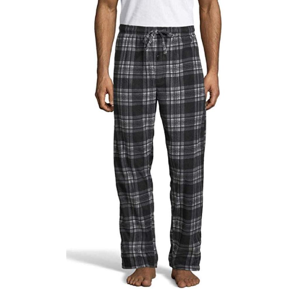 imageHanes Mens ComfortSoft Cotton Printed Lounge Pants 31quot Inseam Pockets DrawstringElastic WaistBlack Plaid