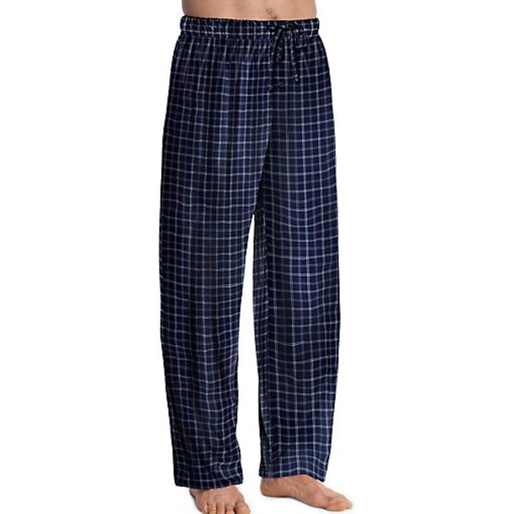 imageHanes Mens ComfortSoft Cotton Printed Lounge Pants 31quot Inseam Pockets DrawstringElastic WaistBlue Squares