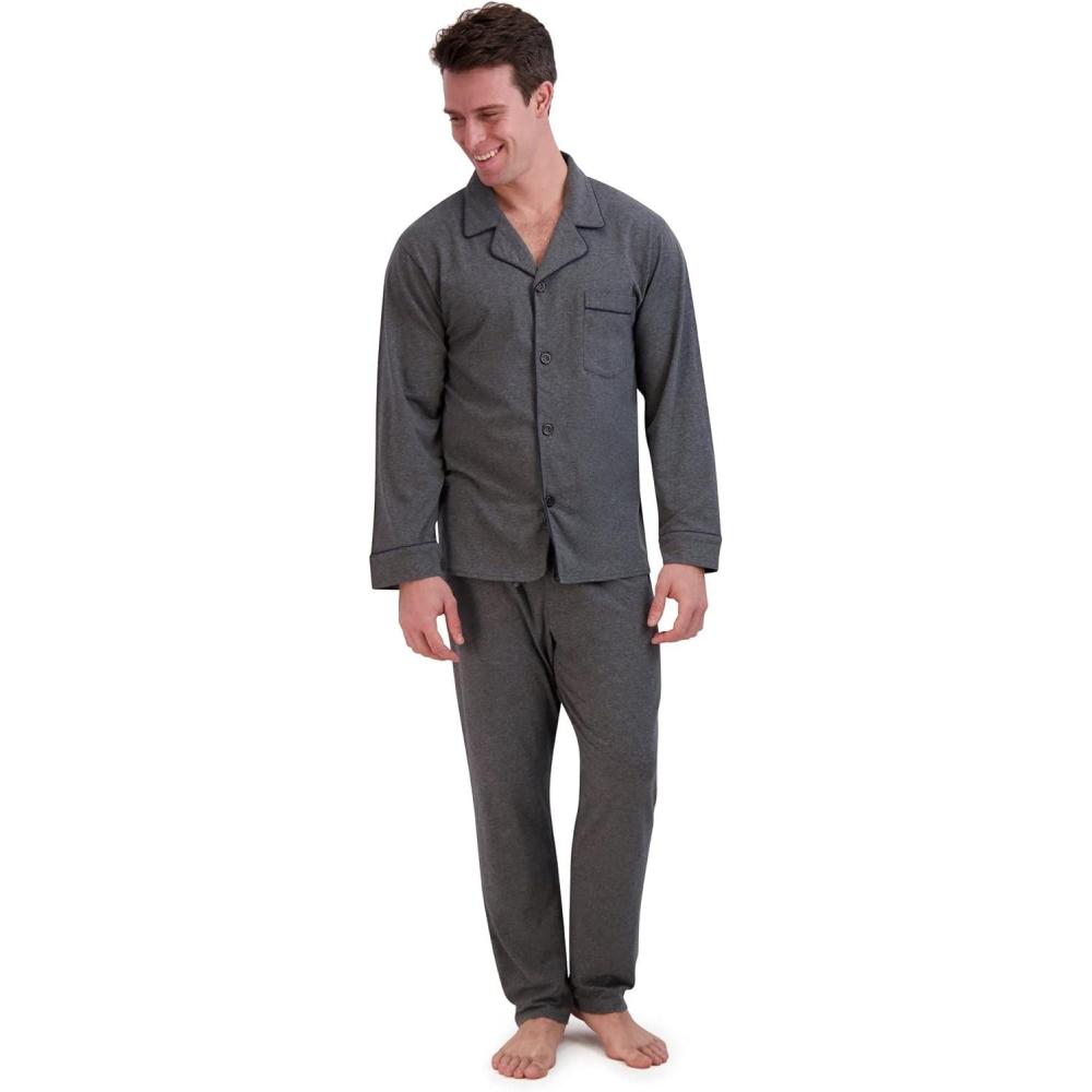 imageHanes Mens Lsss with PipingCharcoal Heather Grey