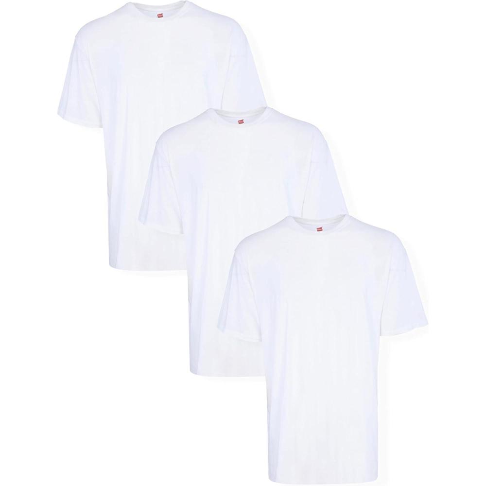 imageHanes Mens Tall 100 Cotton Crew Neck Undershirts Tagless Ultra Comfort MultipackWhite 3 Pack