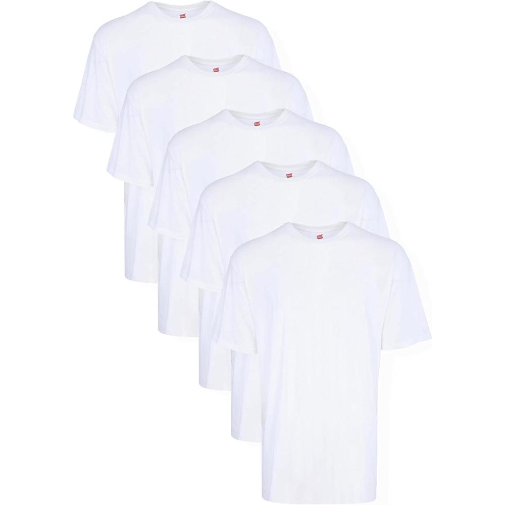 imageHanes Mens Tall 100 Cotton Crew Neck Undershirts Tagless Ultra Comfort MultipackWhite 5 Pack