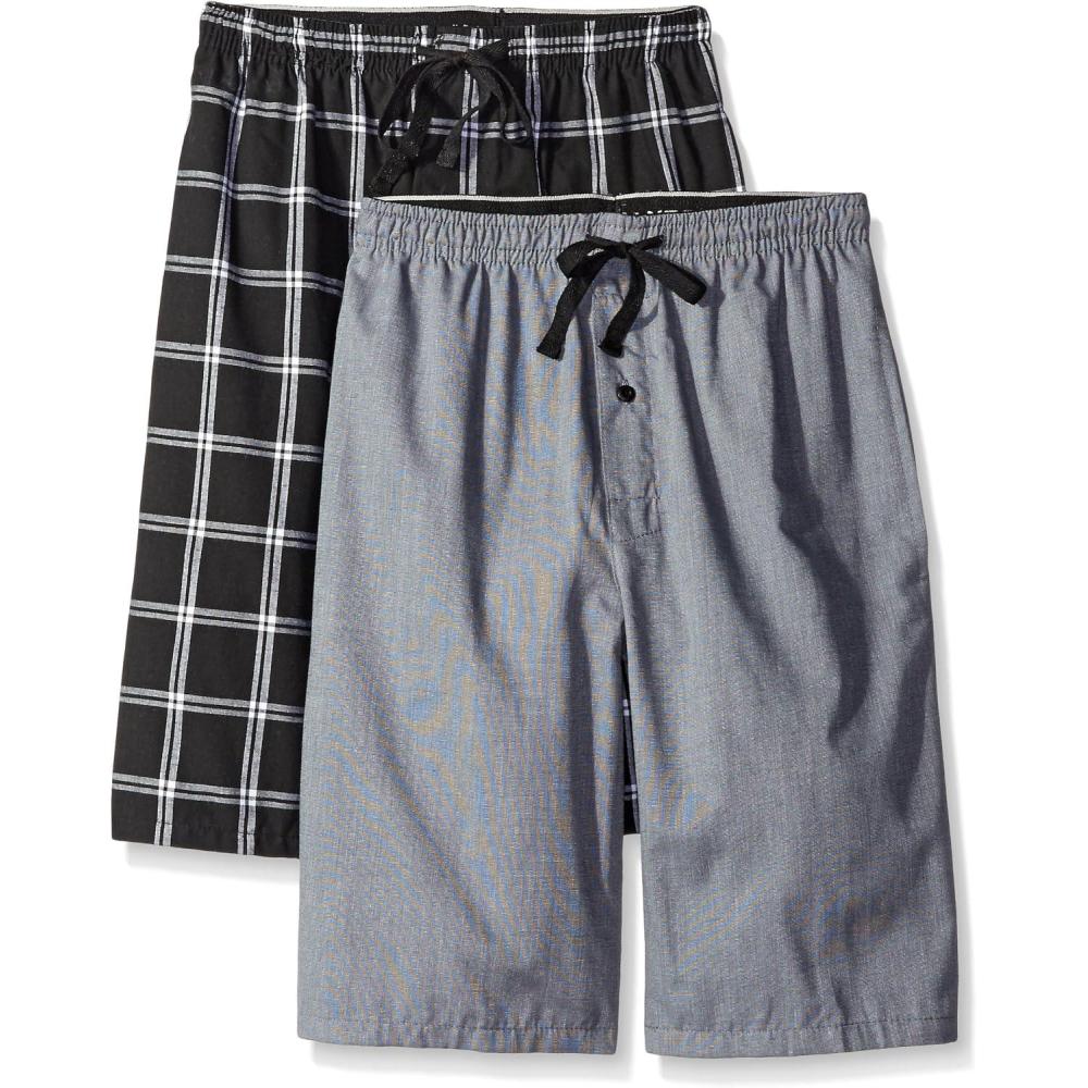 imageHanes mens 2pack Woven Pajama ShortBlackGrey