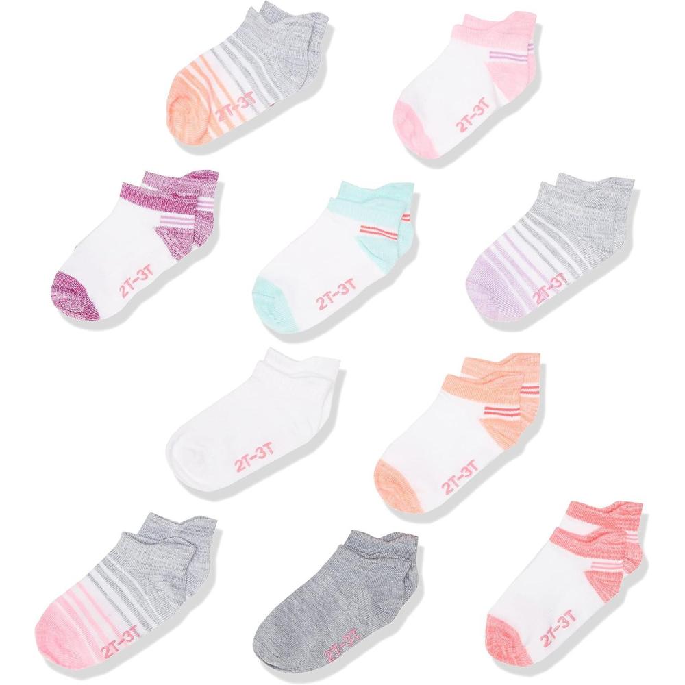 imageHanes unisexbaby And Toddler Socks Nonslip Grip Ankle Socks Boys and Girls MultipacksAssorted  10 Pack
