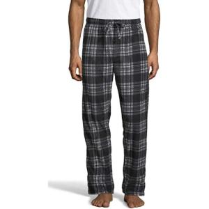 Hanes Men’s ComfortSoft Cotton Printed Lounge Pants, 31″ Inseam, Pockets, Drawstring/Elastic Waist(Black Plaid)
