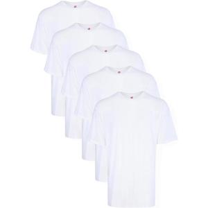 Hanes Men’s Tall 100% Cotton Crew Neck Undershirts, Tagless, Ultra Comfort, Multipack(White – 5 Pack)