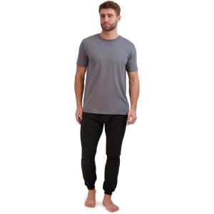 Hanes Men’s Terry Cloth Jogger Set, Pajama Sleep Set(Poppy Seed/Black)