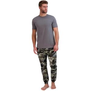 Hanes Men’s Terry Cloth Jogger Set, Pajama Sleep Set(Poppy Seed/Camo)