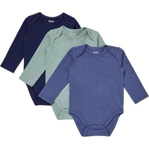 Hanes Unisex Baby Pure Comfort Long Sleeve Bodysuits, Infant Bodysuits, Boys & Girls, 3-pack(Blue/Green)