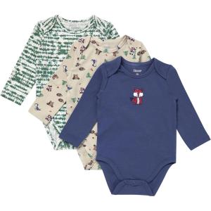 Hanes Unisex Baby Pure Comfort Long Sleeve Bodysuits, Infant Bodysuits, Boys & Girls, 3-pack(Green/Beige/Blue)