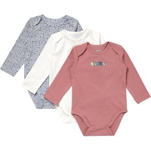 Hanes Unisex Baby Pure Comfort Long Sleeve Bodysuits, Infant Bodysuits, Boys & Girls, 3-pack(Silver/Beige/Rust)