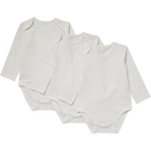 Hanes Unisex Baby Pure Comfort Long Sleeve Bodysuits, Infant Bodysuits, Boys & Girls, 3-pack(White 002)