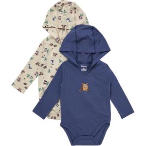 Hanes baby-girls Pure Comfort Long Sleeve Hoodie Bodysuits, Infant Bodysuits, Unisex, 3-pack(Blue/Green Assortment)