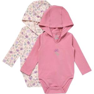 Hanes baby-girls Pure Comfort Long Sleeve Hoodie Bodysuits, Infant Bodysuits, Unisex, 3-pack(Blush/Rose)
