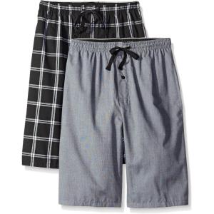 Hanes mens 2-pack Woven Pajama Short(Black/Grey)