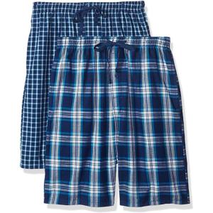 Hanes mens 2-pack Woven Pajama Short(Dark Blue)