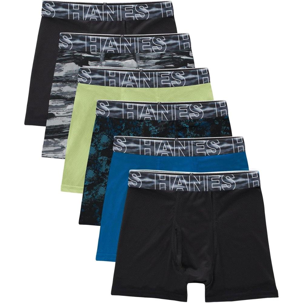imageHanes boys Boys Performance Tween Boxer Briefs Underwear Xtemp Assorted Solids 6packBlackBlueGreenGrey 6 Pack