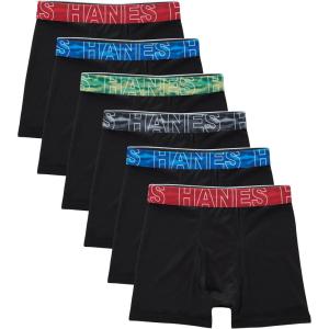 Hanes boys Boys’ Performance Tween Boxer Briefs Underwear, X-temp, Assorted Solids, 6-pack(Black – 6 Pack)