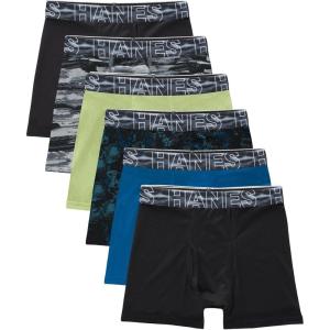 Hanes boys Boys’ Performance Tween Boxer Briefs Underwear, X-temp, Assorted Solids, 6-pack(Black/Blue/Green/Grey – 6 Pack)