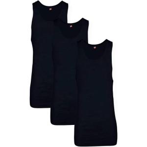 Hanes Men’s Tall 100% Cotton Ribbed Tank Tagless Undershirts, Multipack(Black – 3 Pack)